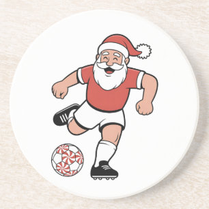 Dessous De Verre En Grès Père Noël Jouer au football Joueur de Noël Sport