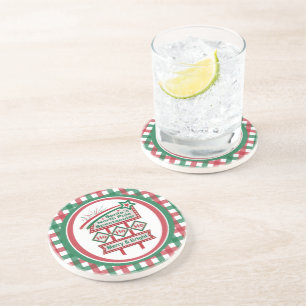 Dessous De Verre En Grès Père Noël's Retro Marquee - Ho Ho Ho Joyeux et lum