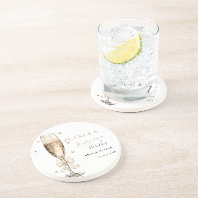 Dessous De Verre En Grès Perles & Prosecco Enterrement de vie de jeune fill (Côté)