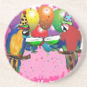 DESSOUS DE VERRE EN GRÈS PERROQUETS DE FÊTE