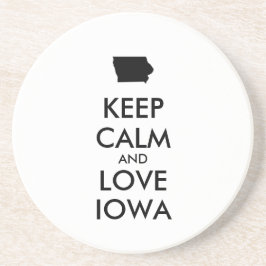 Dessous De Verre En Grès Personnalisable KEEP CALM et LOVE IOWA