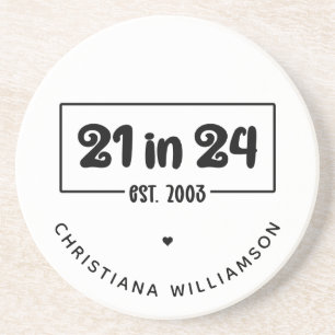 Dessous De Verre En Grès Personnalisé 21e anniversaire 21 dans 24 Est 2003