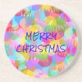 DESSOUS DE VERRE EN GRÈS PERSONNALISÉ JOYEUX DE COULEUR ÉPARGNÉE NOËL