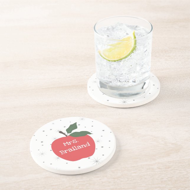 Dessous De Verre En Grès Personnaliser le nom du professeur personnalisé po (Côté)