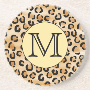 Dessous De Verre En Grès Personnalized Monogram Leopard Print Pattern