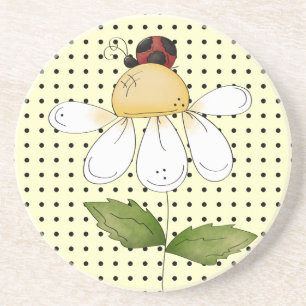 Dessous De Verre En Grès Petit stupéfier doux de coccinelle assoiffé