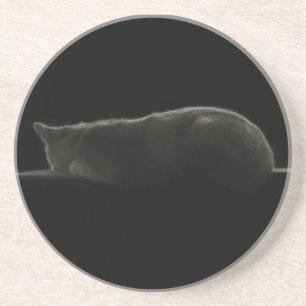 Dessous De Verre En Grès Photo de chat couché
