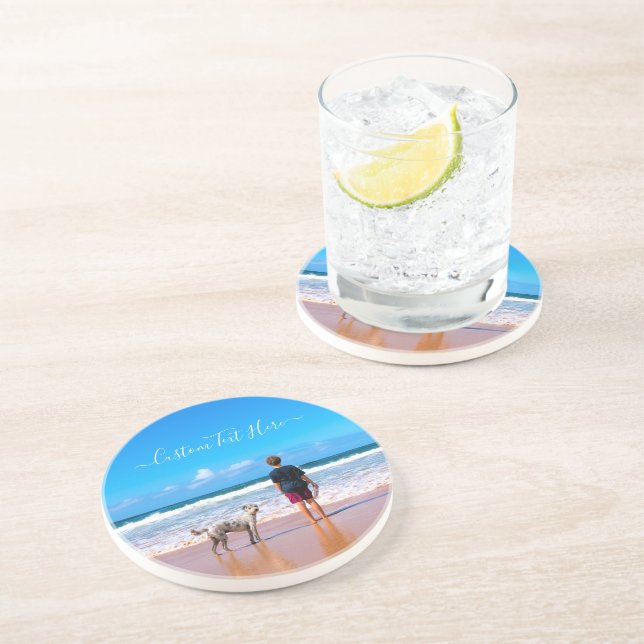 Dessous De Verre En Grès Photo et texte personnalisés - Votre propre design (Côté)
