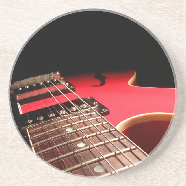 Dessous De Verre En Grès Photo rouge de guitare électrique - PERSONNALISEZ (Devant)