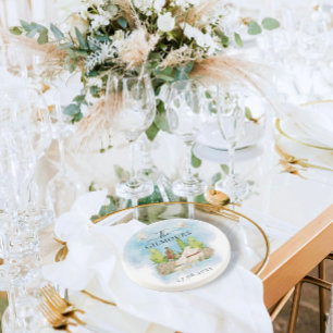 Dessous De Verre En Grès Piano élégant  Fleurs violon colombes Mariage Luxe