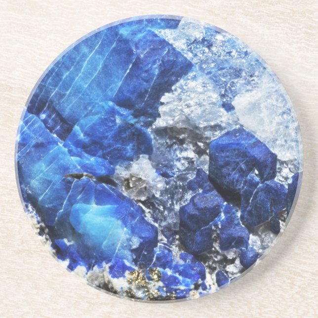 Dessous De Verre En Grès Pierre de marbre bleu élégant (Devant)