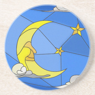 Dessous De Verre En Grès Pierre de sable en verre tendue, étoiles et nuages