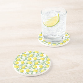 Dessous De Verre En Grès Pierre ronde Motif citron