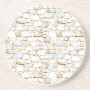 Dessous De Verre En Grès Pierres Fausse Grises Blanc Crème