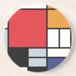 Dessous De Verre En Grès Piet Mondrian - Composition avec un grand plan rou