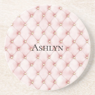 Dessous De Verre En Grès Pink Blush Gold Tufts Anniversaire