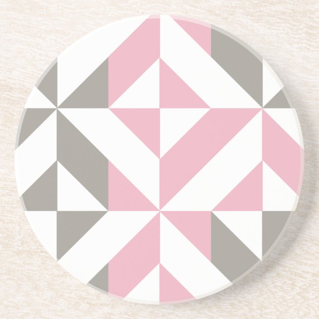 Dessous De Verre En Grès Pink Raspberry and Silver Geometric ZigZag (Devant)