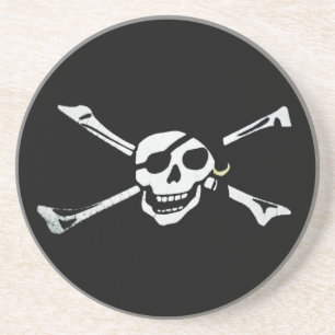 Dessous De Verre En Grès Pirate crâne et os croisés