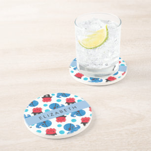 Dessous De Verre En Grès Pirate Octopus, Motif Octopus, Mer, Votre Nom