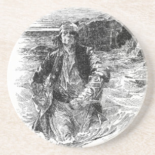 Dessous De Verre En Grès Pirates Vintage, Sir Henry Morgan dans l'Océan