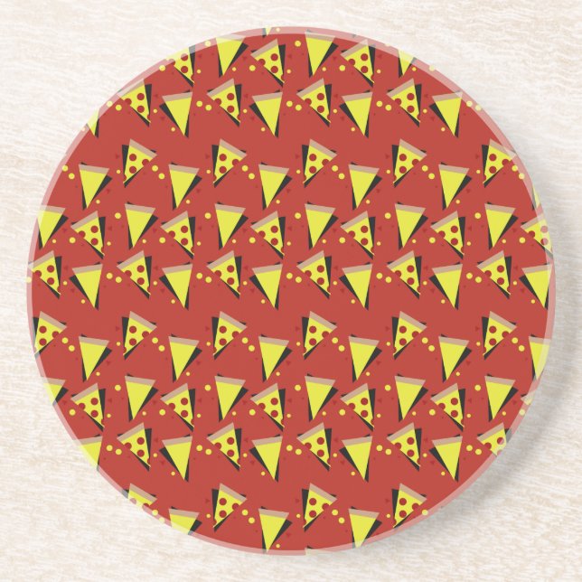 Dessous De Verre En Grès Pizza Pepperoni Géométrique Italie (Devant)