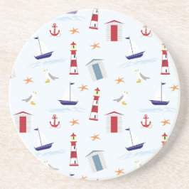 Dessous De Verre En Grès Plage Blue Lighthouse