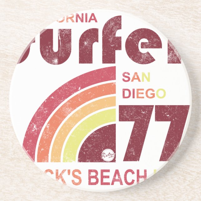 Dessous De Verre En Grès plage la Californie de noirs (Devant)