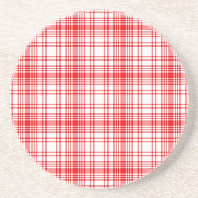 Dessous De Verre En Grès Plaid rouge (Devant)