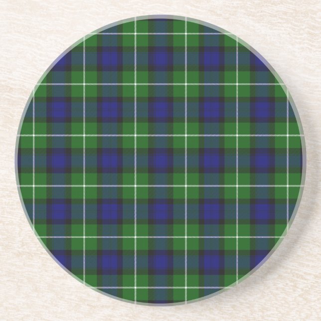 Dessous De Verre En Grès Plaid vert bleu Lamont tartan (Devant)
