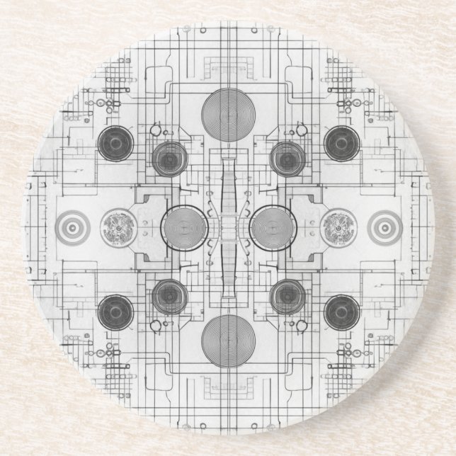 Dessous De Verre En Grès Plans de dessin technique Design blanc (Devant)