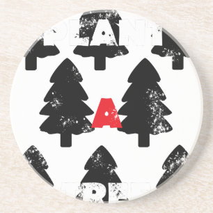 Dessous De Verre En Grès Plantez un motif d'arbre