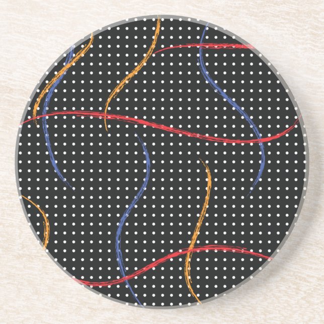 Dessous De Verre En Grès Plaque et points de peinture rétro (Devant)