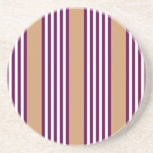 Dessous De Verre En Grès Plum et blanc cinq bandes motif avec bronzage