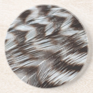 Dessous De Verre En Grès Plumes noires et blanches en détail