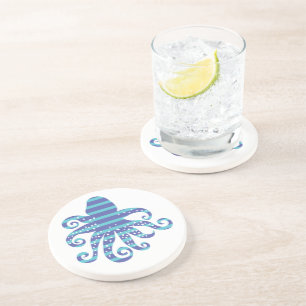 Dessous De Verre En Grès Poctopus à rayures bleues