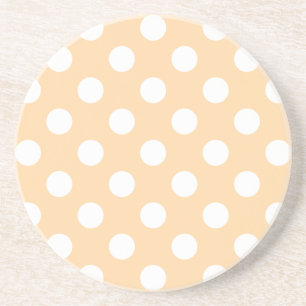 Dessous De Verre En Grès Pois blancs sur beige