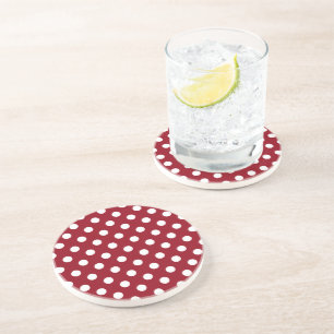 Dessous De Verre En Grès Pois blancs sur Crimson Red