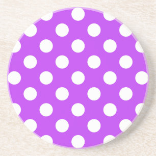 Dessous De Verre En Grès Pois blancs sur violet clair