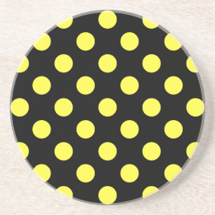 Dessous De Verre En Grès Pois jaunes sur fond noir