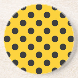 Dessous De Verre En Grès Pois noirs sur jaune