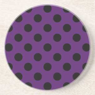 Dessous De Verre En Grès Pois noirs sur prune violette