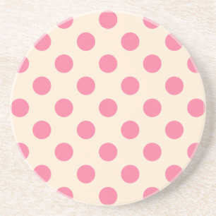 Dessous De Verre En Grès Pois roses à la crème