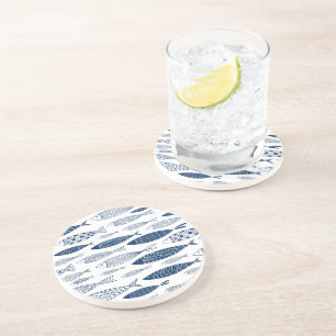 Dessous De Verre En Grès Poissons bleus