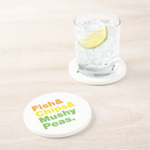 Dessous De Verre En Grès Poissons & Chips & Pois Musqués.