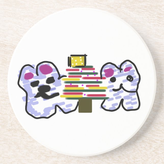 Dessous De Verre En Grès Polar bears Christmas  (Devant)