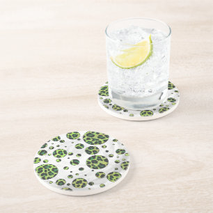 Dessous De Verre En Grès Polka Dot Leopard noir et vert