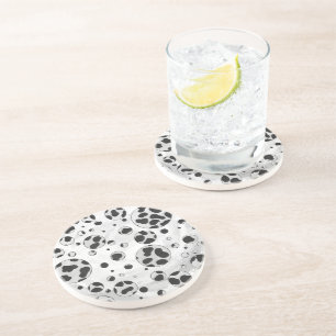 Dessous De Verre En Grès Polka en Dalmatie noir et blanc