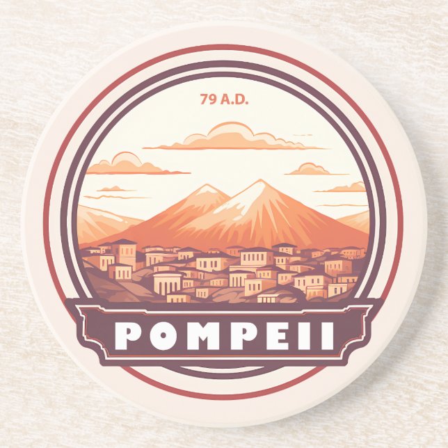 Dessous De Verre En Grès Pompéi Ruines Italie Travel Art Badge (Devant)