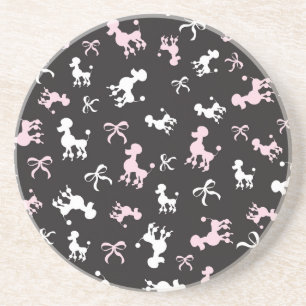Dessous De Verre En Grès Poodé rose et noir blanc