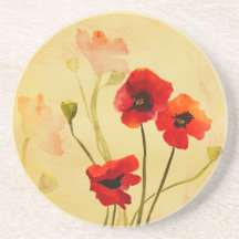 Poppies d'aquarelle rouge